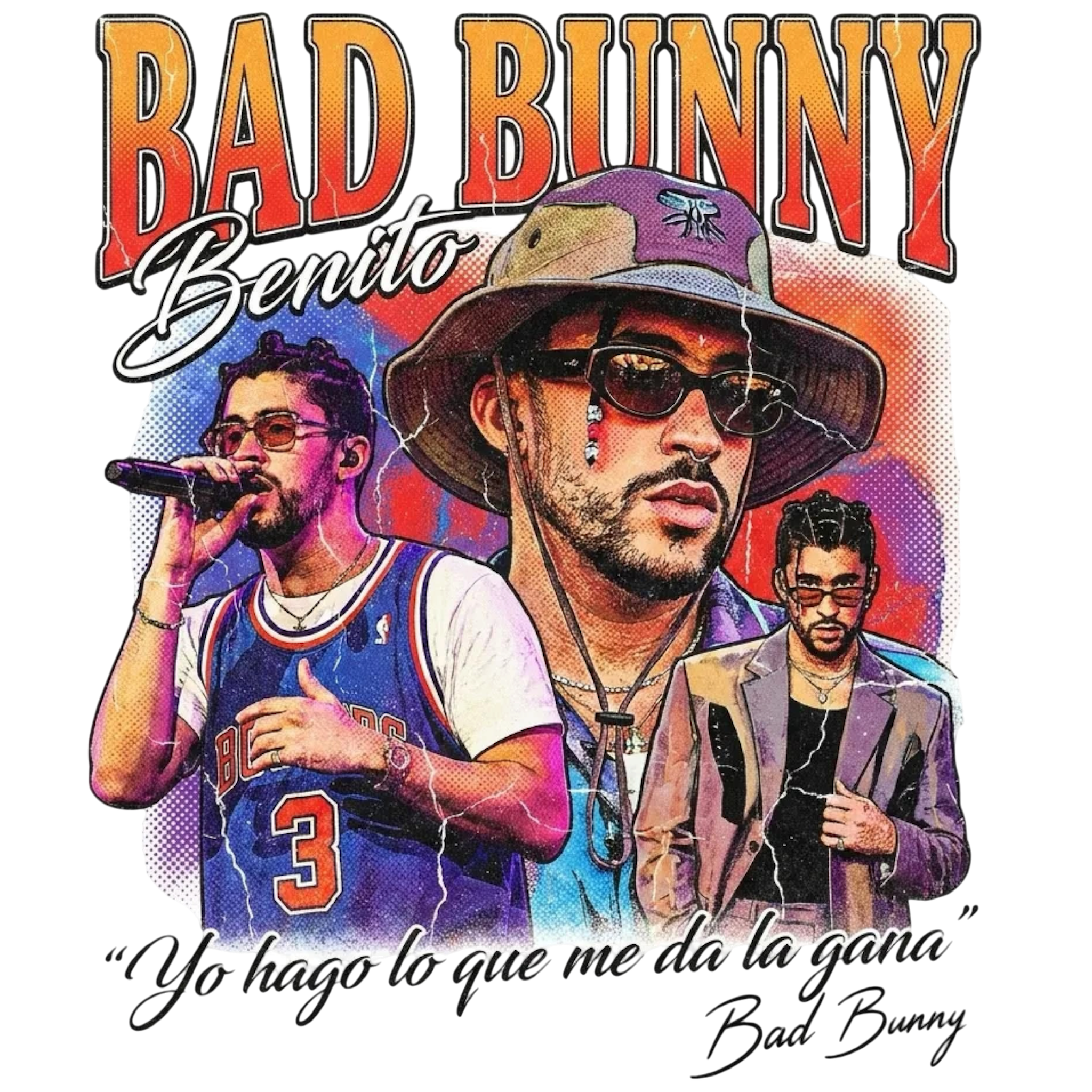 Bad bunny DTF iron on transfer for clothing t-shirts and hoodies concert ready