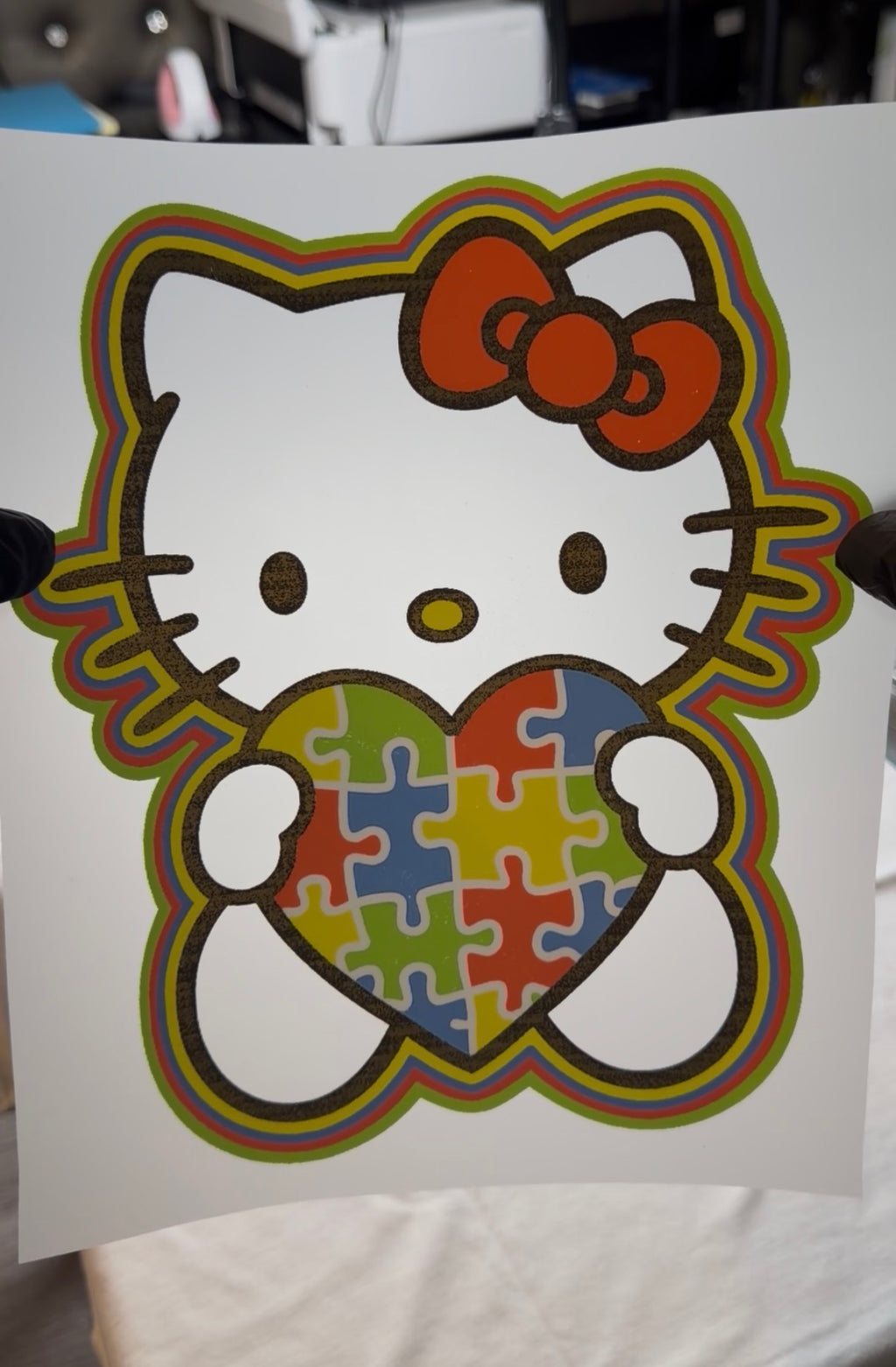 Kitty Autism awareness DTF Transfer - FOR WHITE FABRICS