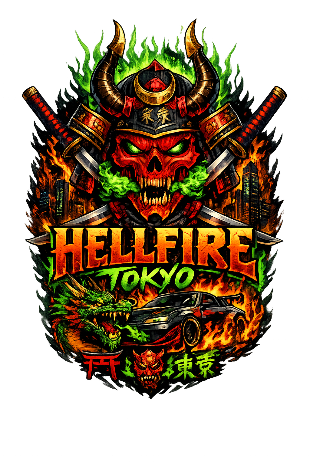 Flaming Skull DTF ready to press iron on transfer for clothing t-shirts and hoodies