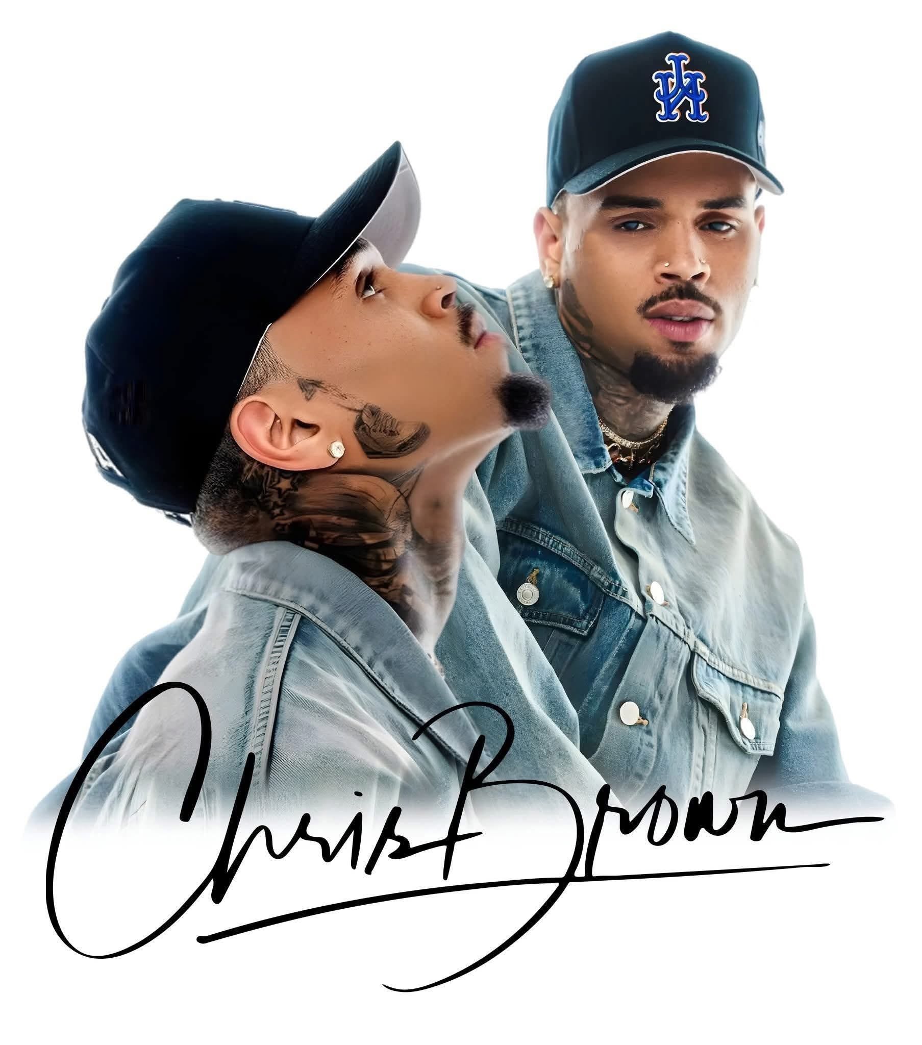 Double Chris brown DTF iron on transfer for concert ready to press clothing t-shirts hoodies