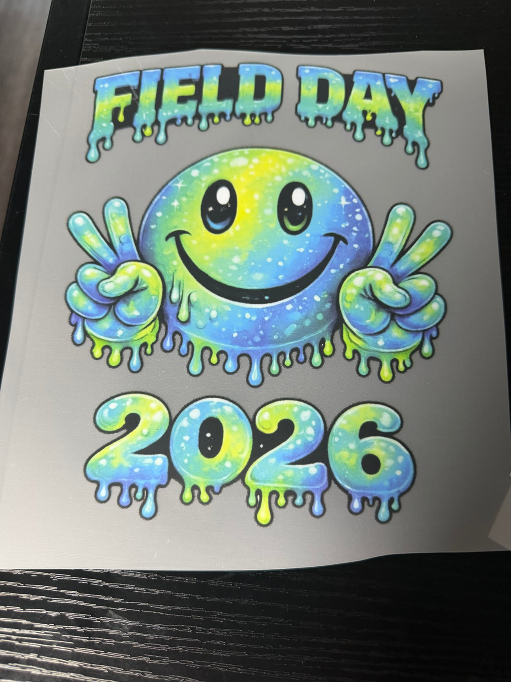 Youth 8” Blue & Green Field Day 2026 ready to press DTF Transfer (Hot Peel)