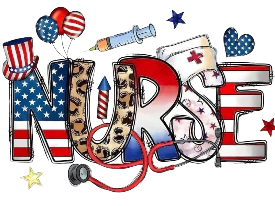 USA flag Fourth of July nurse DTF iron on for clothing t-shirts