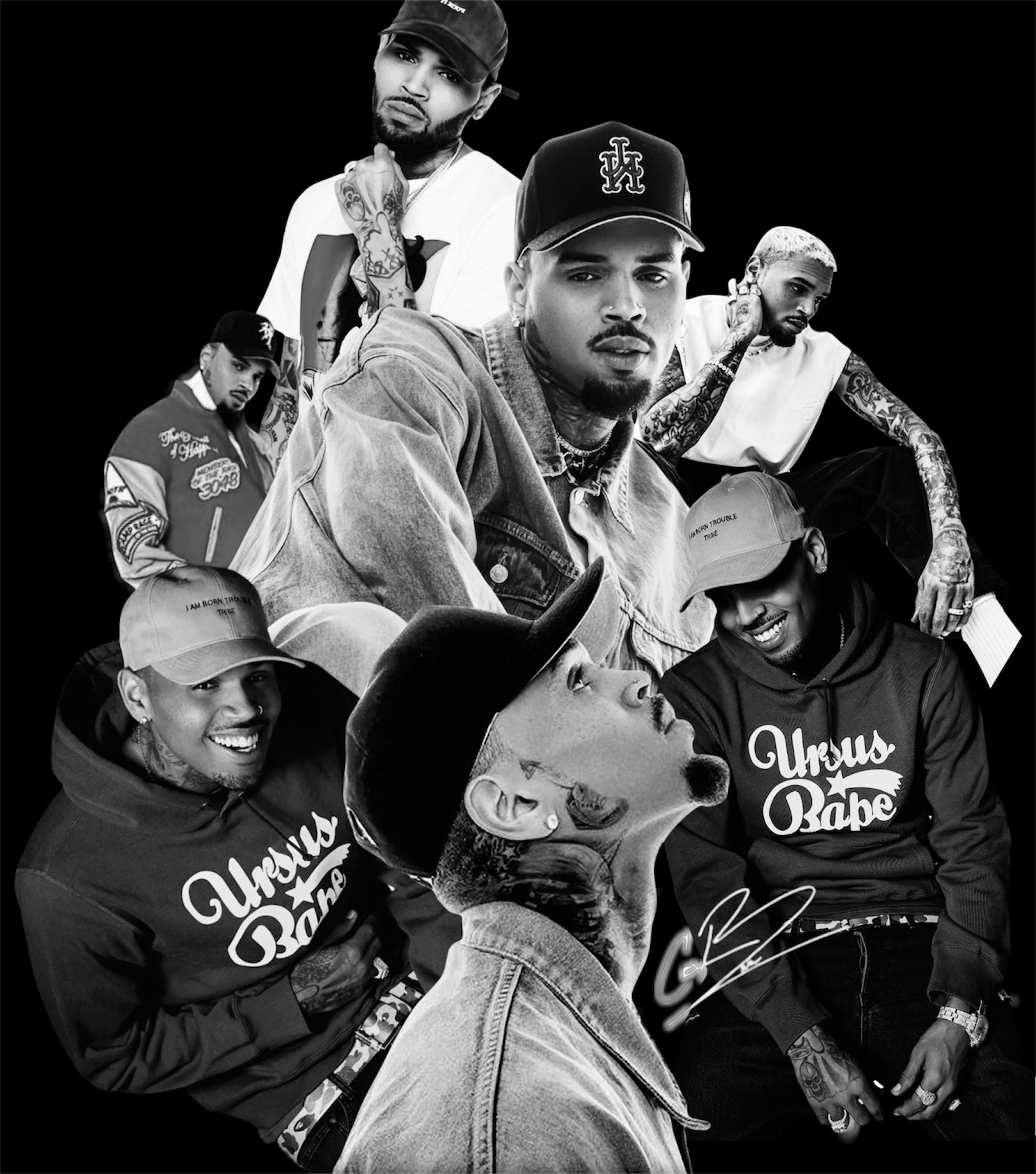 Chris Brown DTF ready to press iron on transfer for clothing t-shirts and hoodies concert ready