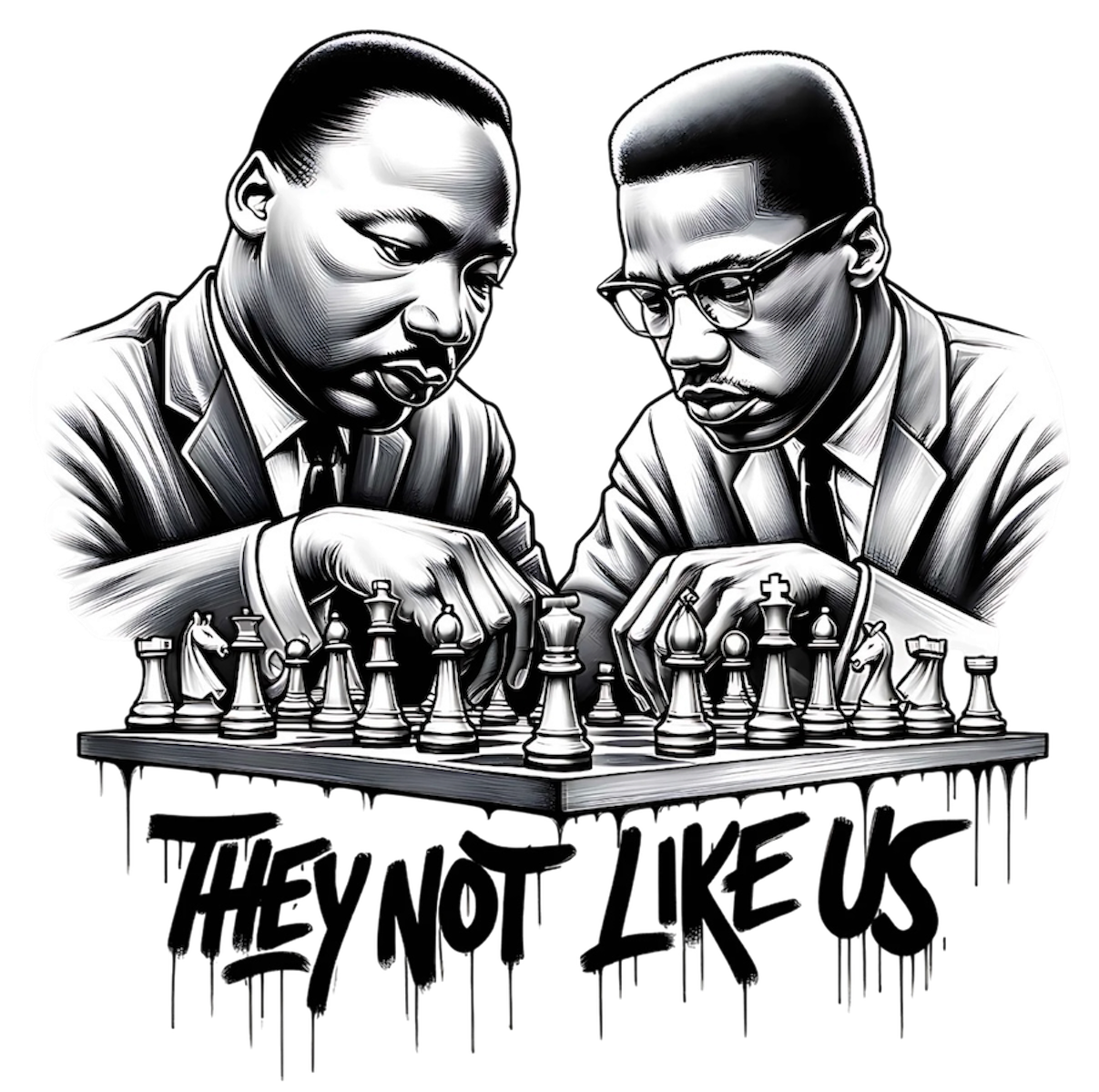 MLK Malcolm X Chess They not like us DTF Iron on transfer for clothing t-shirts and hoodies