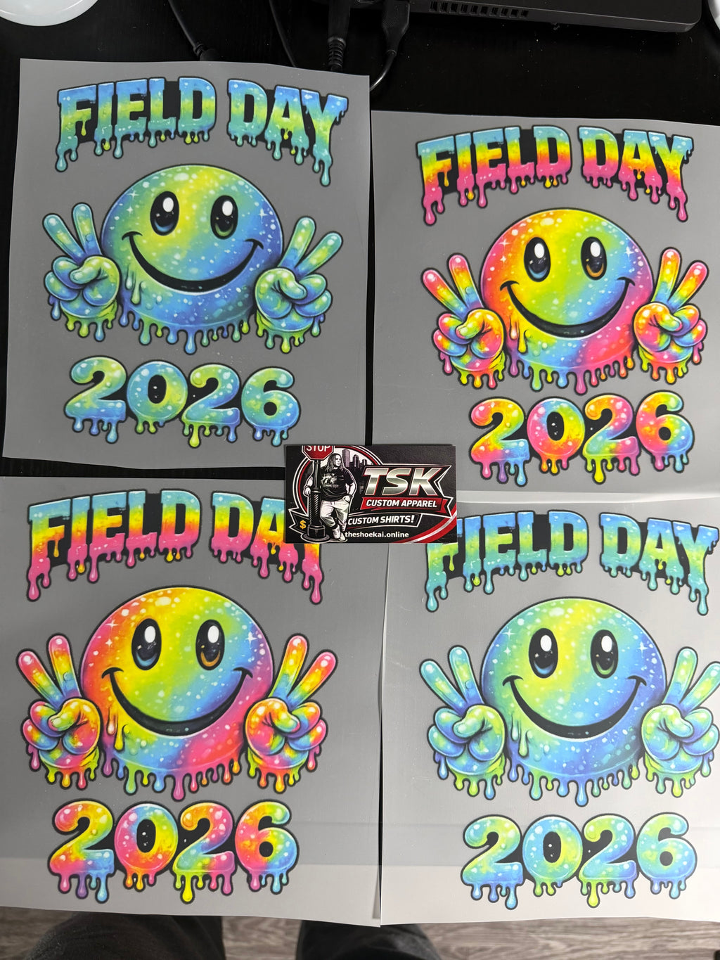 Youth 8” Blue & Green Field Day 2026 ready to press DTF Transfer (Hot Peel)