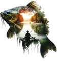 Fishing Fish Lake DTF ready to press iron on transfer for clothing t-shirts and hoodies