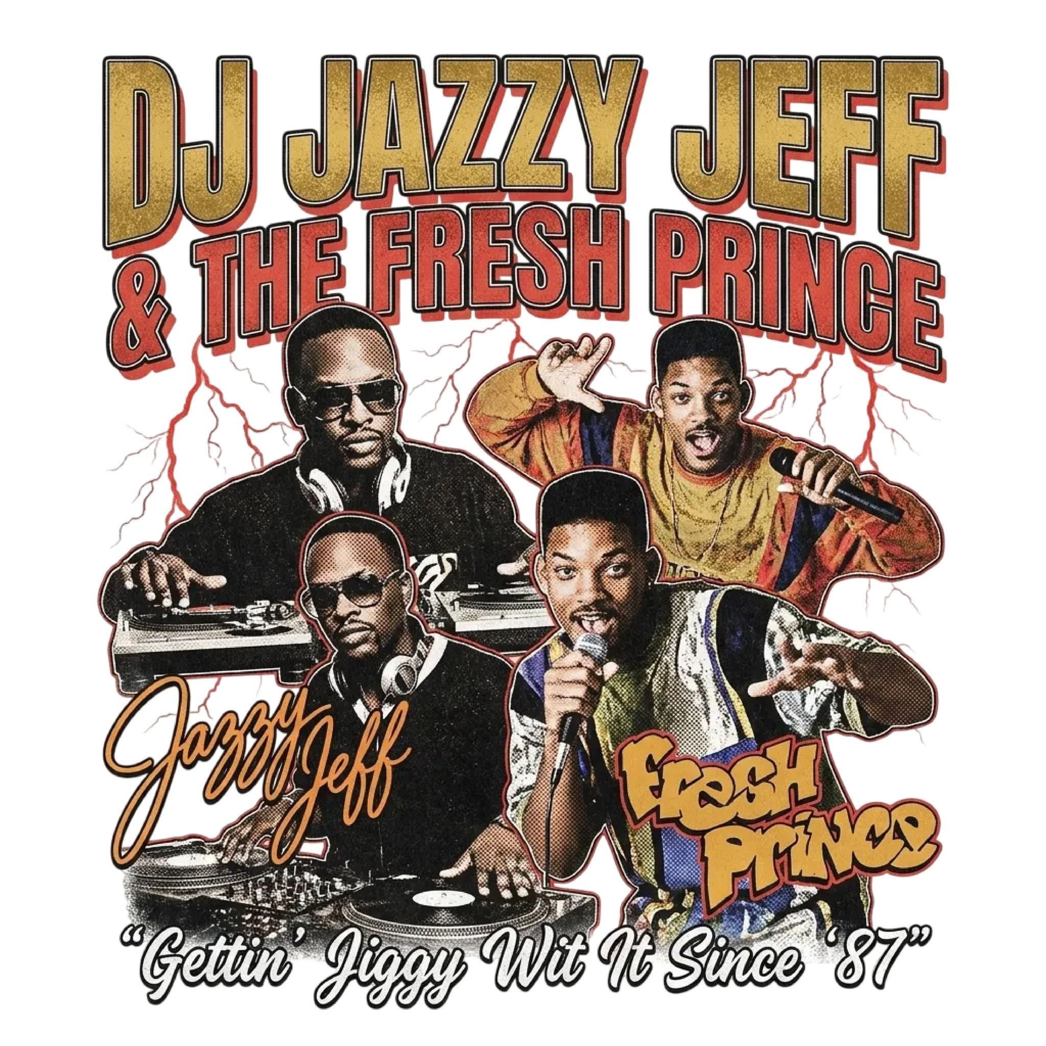 DJ Jazzy Jeff & The Fresh Prince of Bel Air DTF ready to press iron on transfer for clothing t-shirts and hoodies