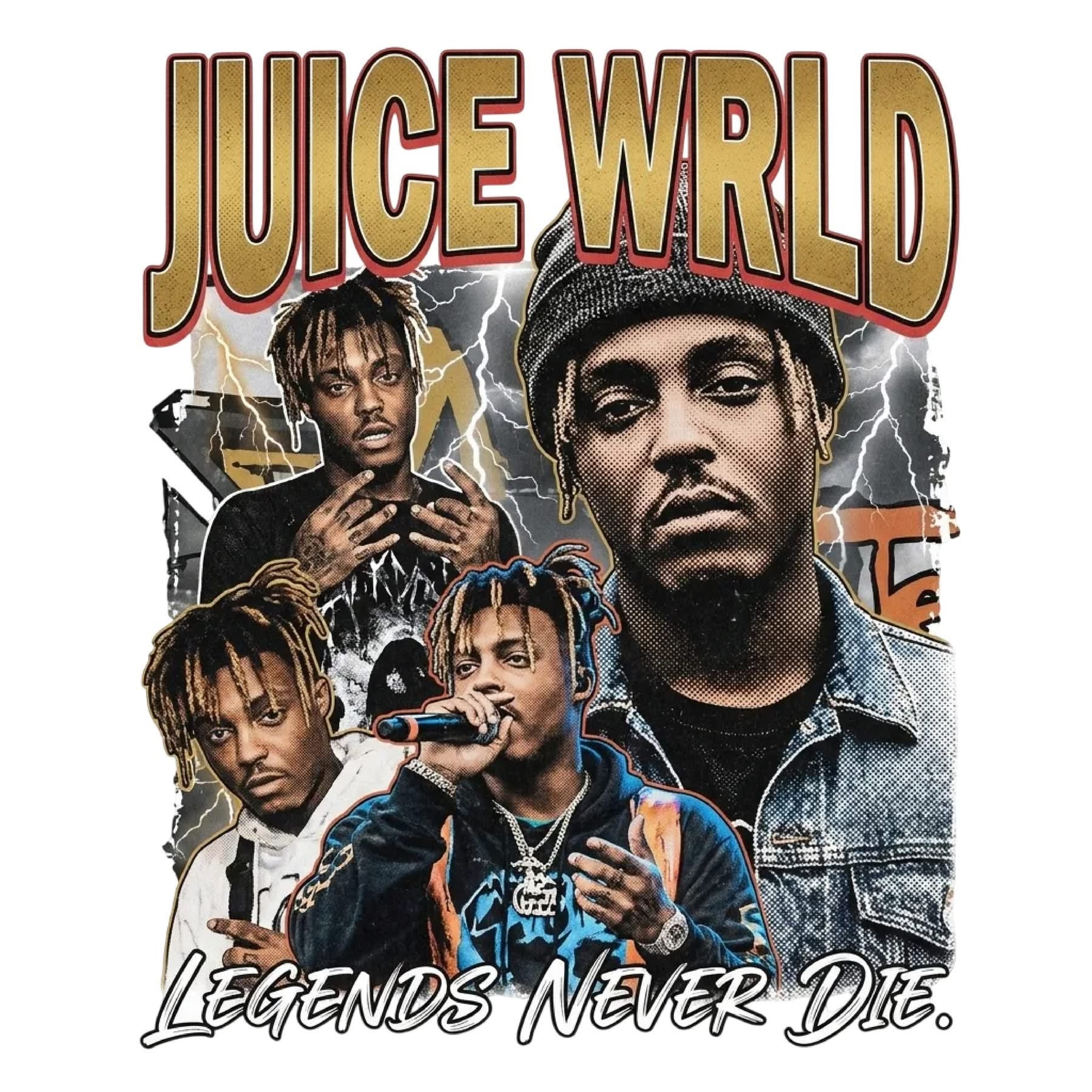 Juice Wrld DTF ready to iron on transfer for clothing, t-shirts, and hoodies