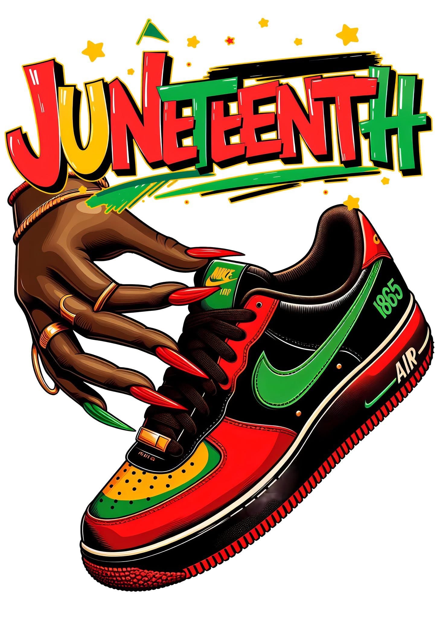 Juneteenth Sneakers DTF ready to press iron on transfer for clothing t-shirts and hoodies