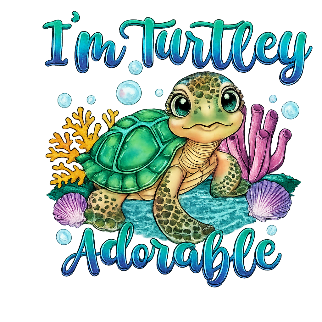I'm Turtley Adorable DTF ready to press iron on transfer for clothing t-shirts and hoodies