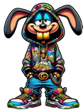 Gold Bunny DTF Iron on transfer for clothing t-shirts and clohing