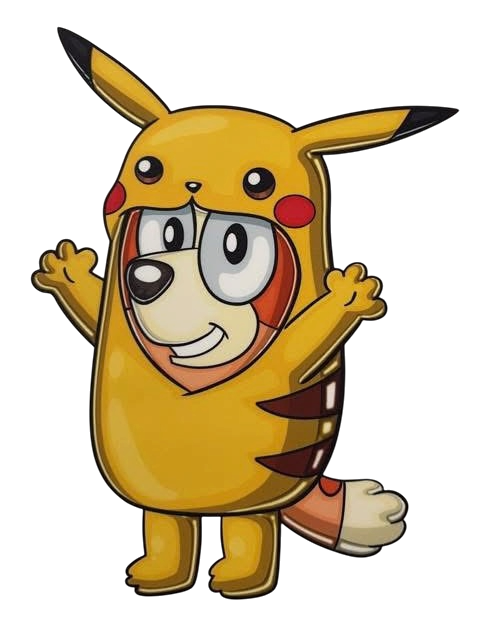 Pikachu Bluey DTF ready to press iron on transfer for clothing t-shirts and hoodies