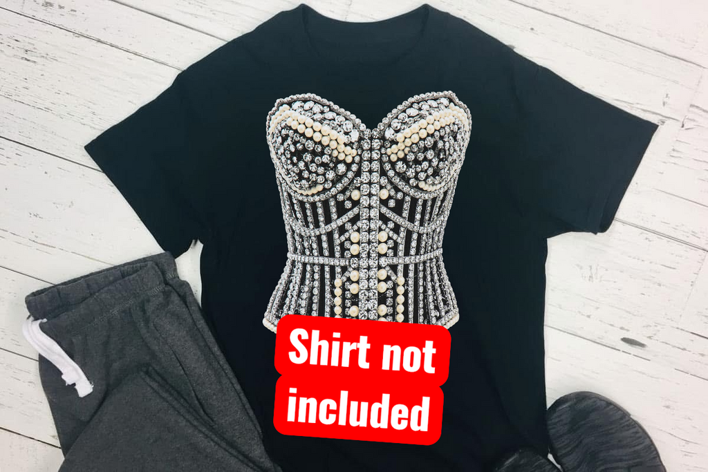 Diamond and Pearl Corset DTF ready to press iron on transfer for clothing t-shirts and hoodies