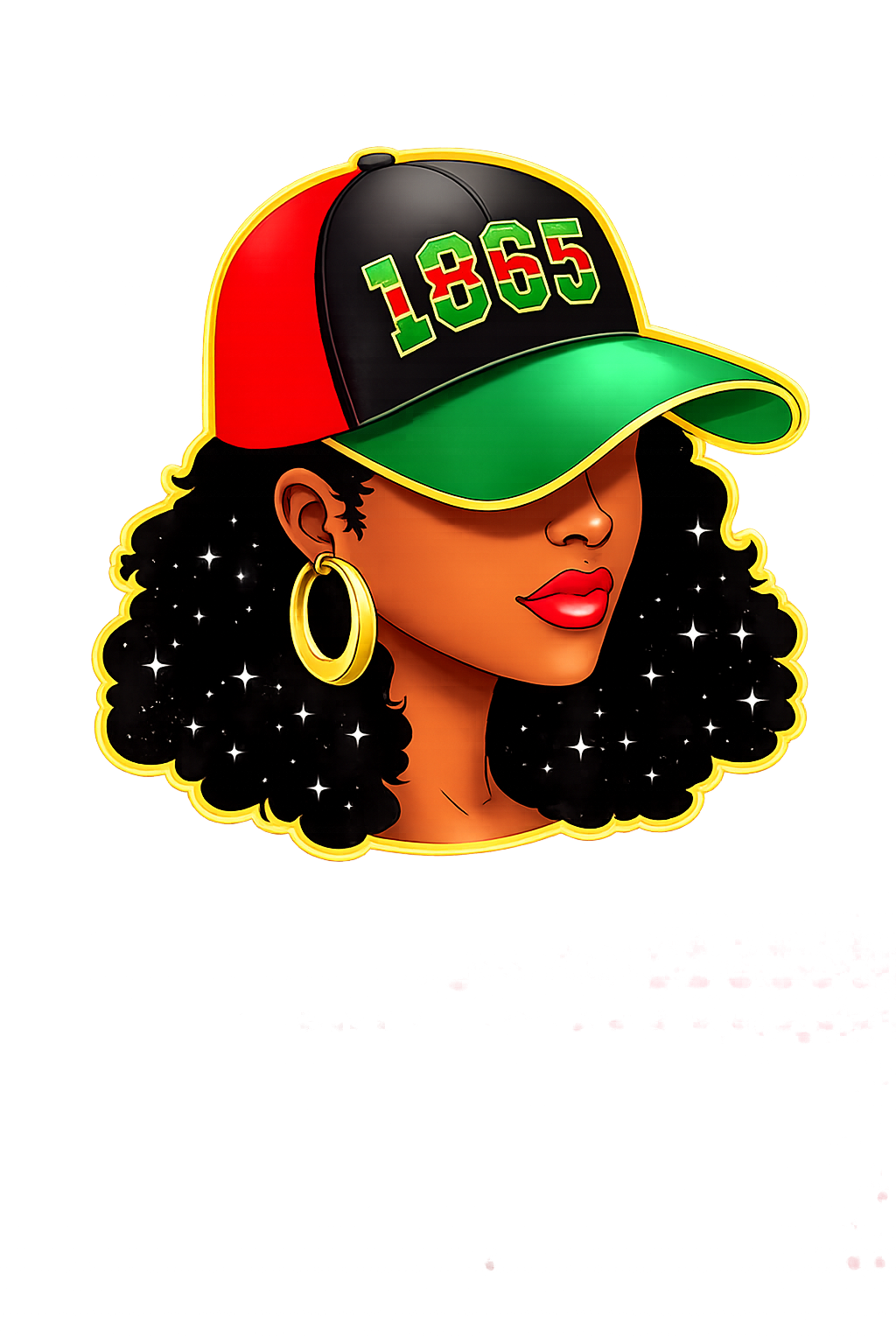 Juneteenth 1865 Black Woman with Curly Hair DTF ready to press iron on transfer for clothing t-shirts and hoodies