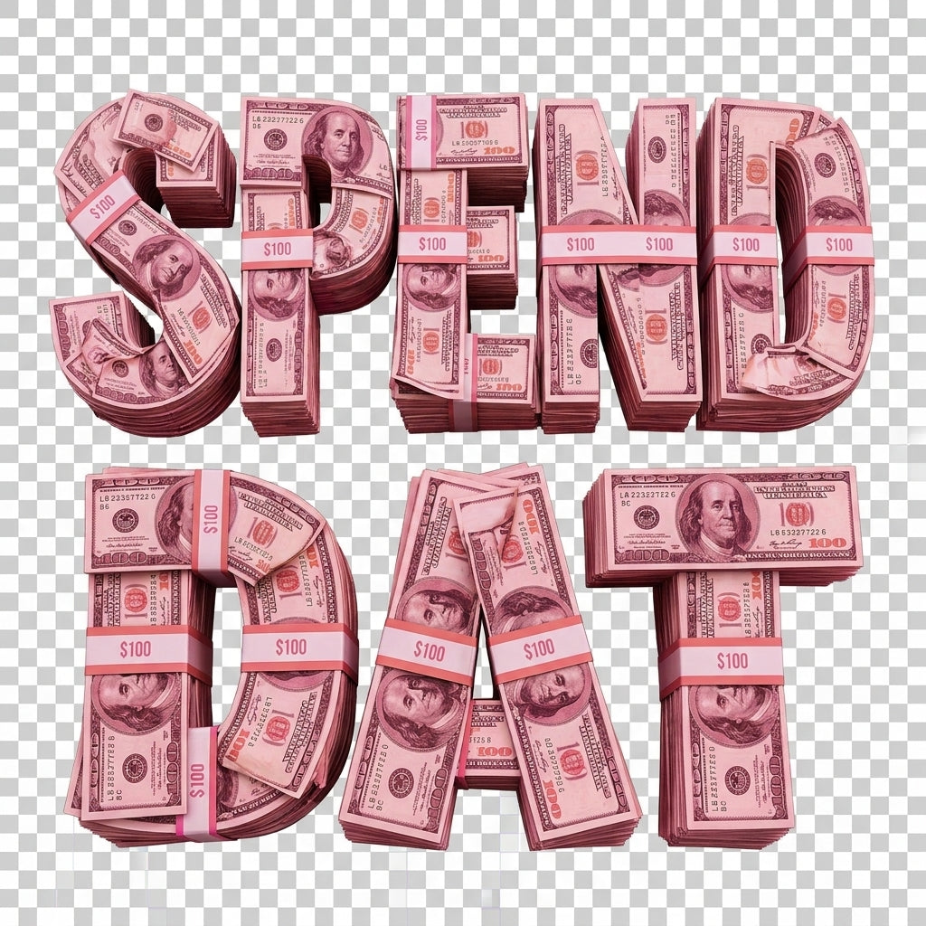 SPEND DAT pink DTF ready to press iron on transfer for clothing t-shirts and hoodies